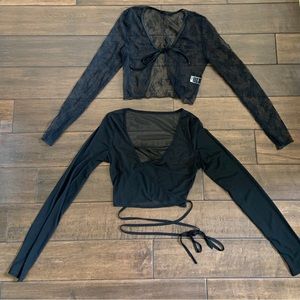 2 FOR $20 / Two sheer black long sleeve tops